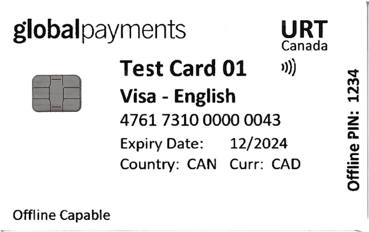 Global Payments Canada URT EMV Test Card 01