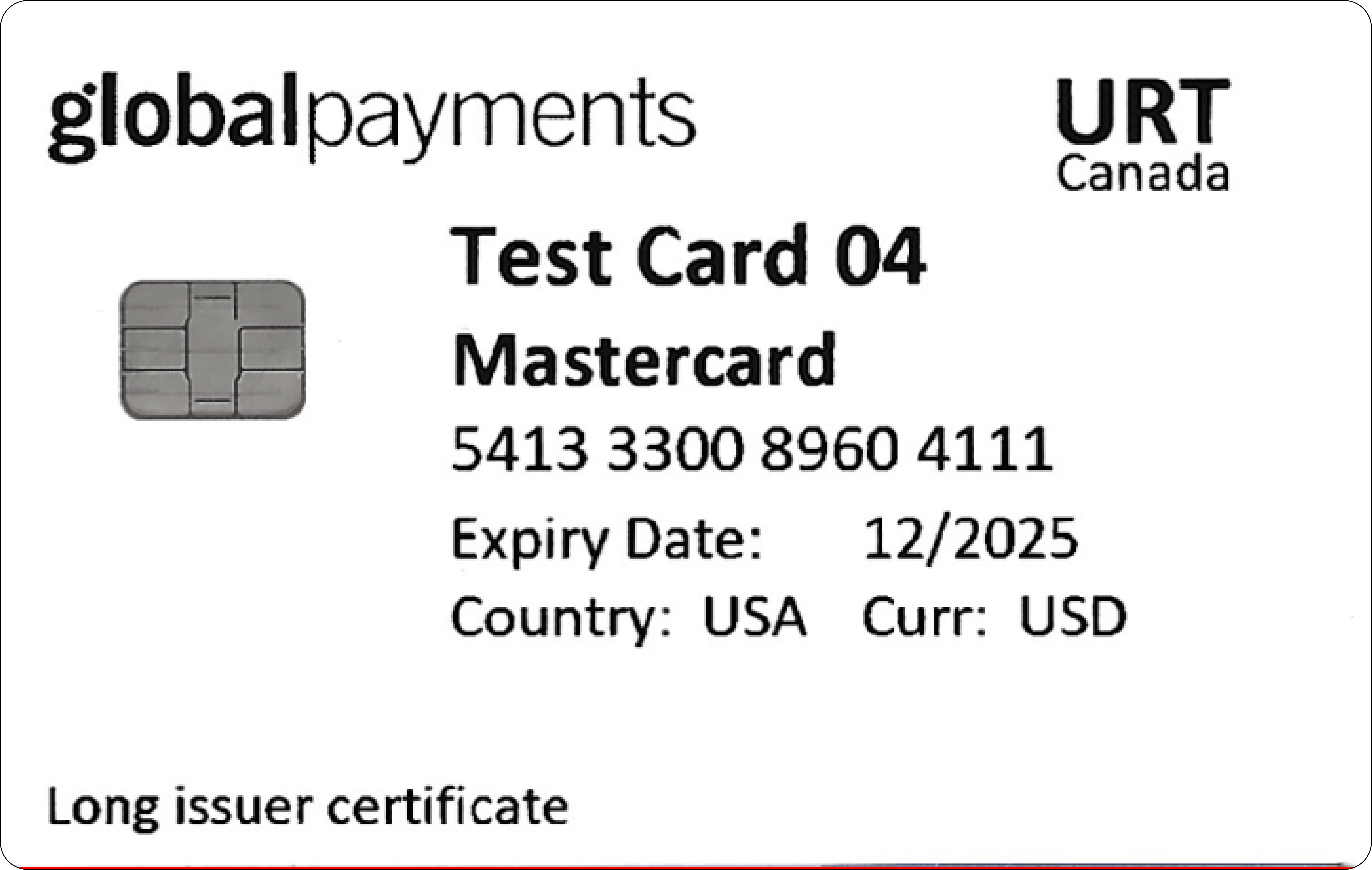 Global Payments Canada URT EMV Test Card 04